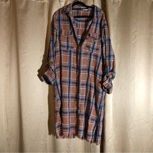 Plaid Button-Up Shirt Dress